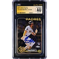 Jackson Merrill San Diego Padres Autographed 2024 Topps Chrome #207 CGC Fanatics Witnessed Authenticated AUTO 10 Rookie Card