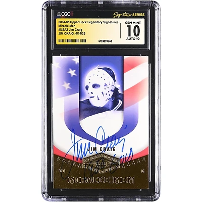 Jim Craig US Hockey Autographed 2004-05 Upper Deck Legendary Signatures #USA2 CGC Fanatics Witnessed Authenticated 10/10 Card with "1980 Gold" Inscription
