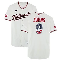 Michael Johns Washington Nationals Game-Used #9 White Nike Jersey vs. Pittsburgh Pirates on July 4, 2026