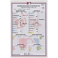 Washington Nationals Game-Used Lineup Card vs. Boston Red Sox on June 30, 2026