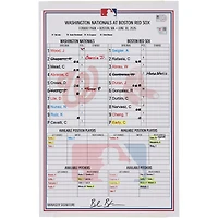 Washington Nationals Game-Used Lineup Card vs. Boston Red Sox on June 30, 2026