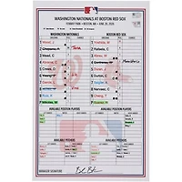 Washington Nationals Game-Used Lineup Card vs. Boston Red Sox on June 29, 2026