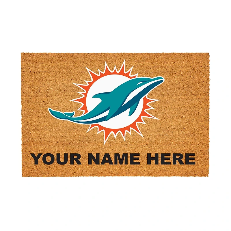 Miami Dolphins 24" x 36" Team Logo Personalized Coir Door Mat