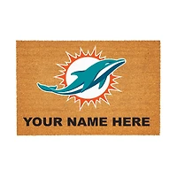 Miami Dolphins 24" x 36" Team Logo Personalized Coir Door Mat