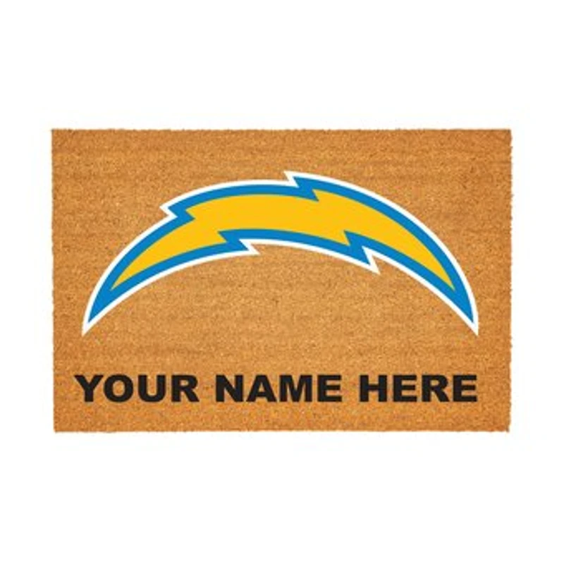 Los Angeles Chargers 24" x 36" Team Logo Personalized Coir Door Mat