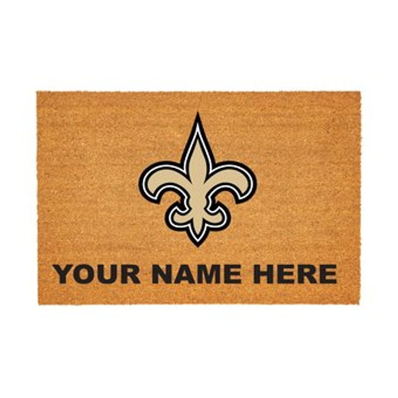 New Orleans Saints 24" x 36" Team Logo Personalized Coir Door Mat