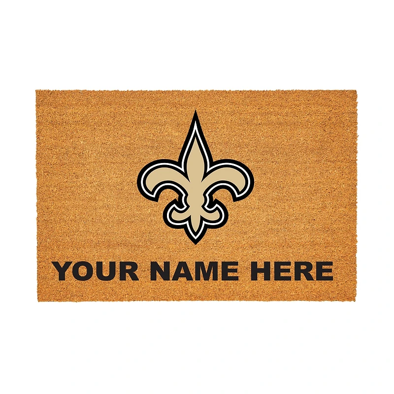 New Orleans Saints 24" x 36" Team Logo Personalized Coir Door Mat