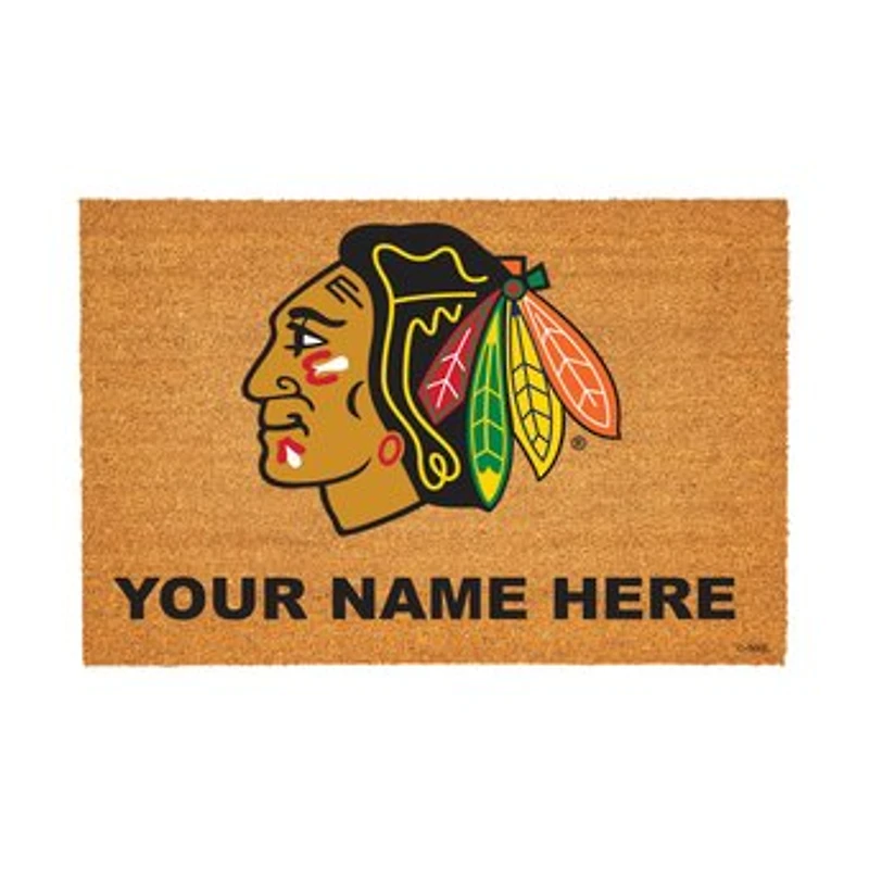 Chicago Blackhawks 24" x 36" Team Logo Personalized Coir Door Mat