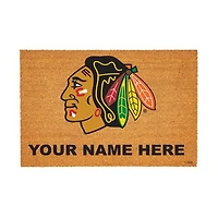 Chicago Blackhawks 24" x 36" Team Logo Personalized Coir Door Mat