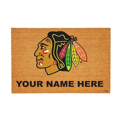 Chicago Blackhawks 24" x 36" Team Logo Personalized Coir Door Mat