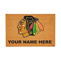 Chicago Blackhawks 24" x 36" Team Logo Personalized Coir Door Mat