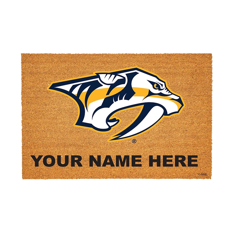 Nashville Predators 24" x 36" Team Logo Personalized Coir Door Mat