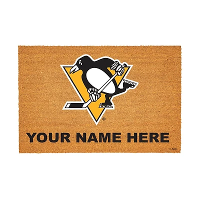 Pittsburgh Penguins 24" x 36" Team Logo Personalized Coir Door Mat