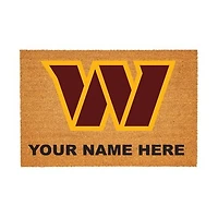 Washington Commanders 24" x 36" Team Logo Personalized Coir Door Mat