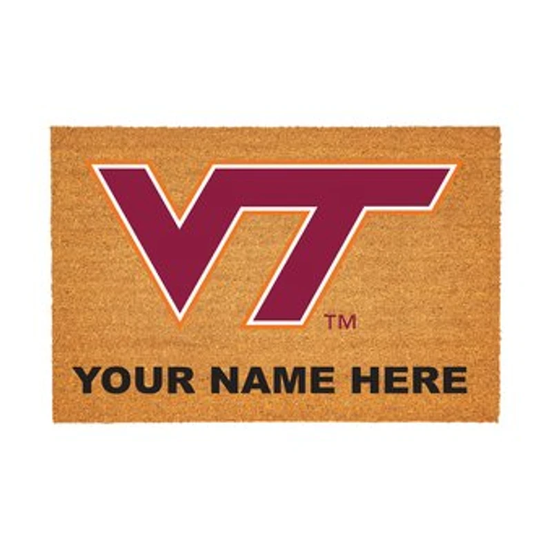 Virginia Tech Hokies 24" x 36" Team Logo Personalized Coir Door Mat