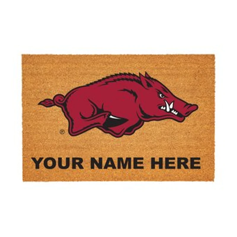 Arkansas Razorbacks 24" x 36" Team Logo Personalized Coir Door Mat