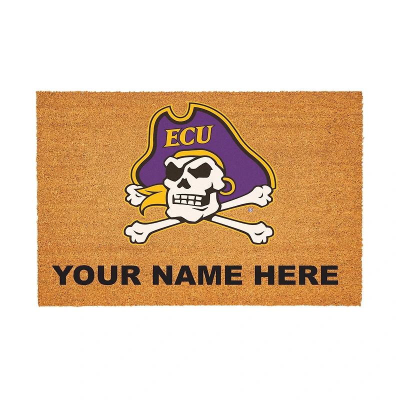 ECU Pirates 24" x 36" Team Logo Personalized Coir Door Mat
