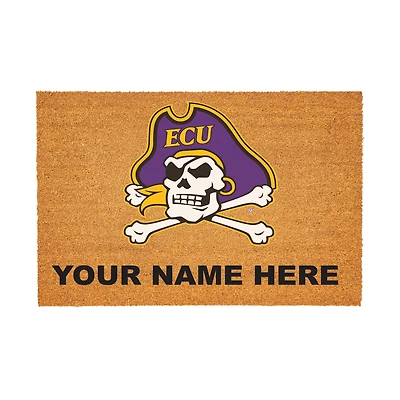 ECU Pirates 24" x 36" Team Logo Personalized Coir Door Mat