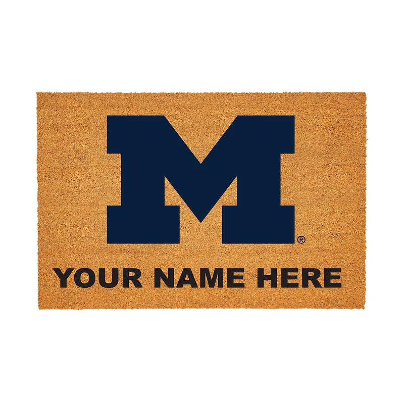 Michigan Wolverines 24" x 36" Team Logo Personalized Coir Door Mat