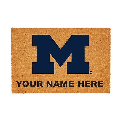 Michigan Wolverines 24" x 36" Team Logo Personalized Coir Door Mat