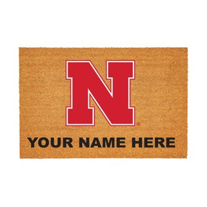Nebraska Huskers 24" x 36" Team Logo Personalized Coir Door Mat