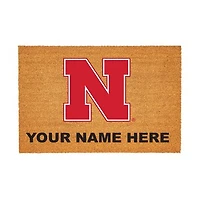 Nebraska Huskers 24" x 36" Team Logo Personalized Coir Door Mat