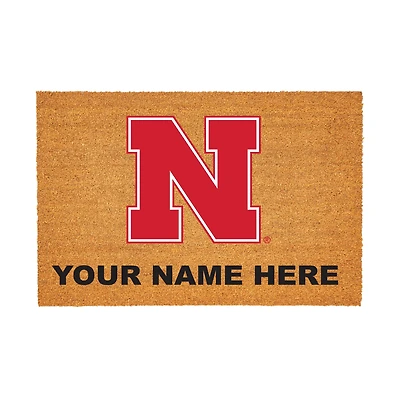 Nebraska Huskers 24" x 36" Team Logo Personalized Coir Door Mat