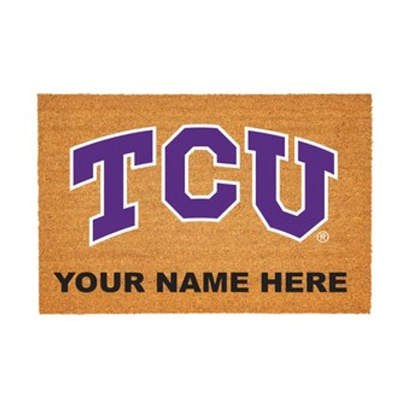TCU Horned Frogs 24" x 36" Team Logo Personalized Coir Door Mat