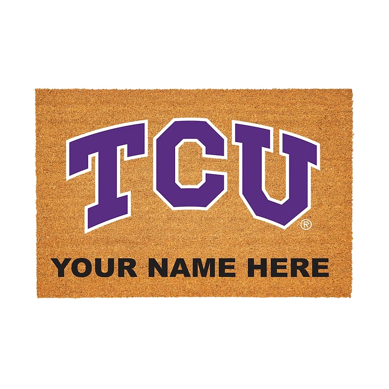 TCU Horned Frogs 24" x 36" Team Logo Personalized Coir Door Mat