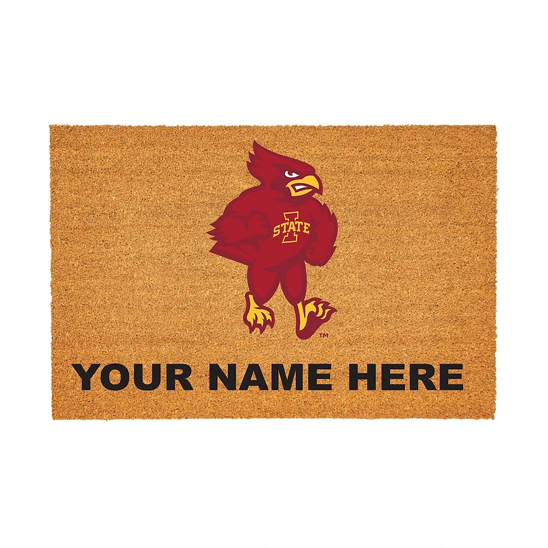 Iowa State Cyclones 24" x 36" Team Logo Personalized Coir Door Mat