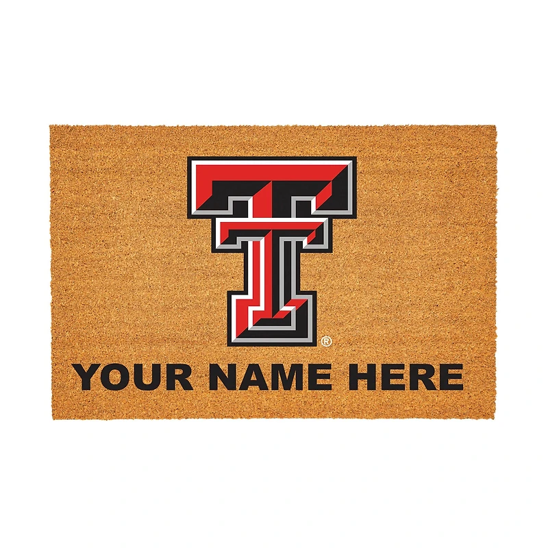 Texas Tech Red Raiders 24" x 36" Team Logo Personalized Coir Door Mat