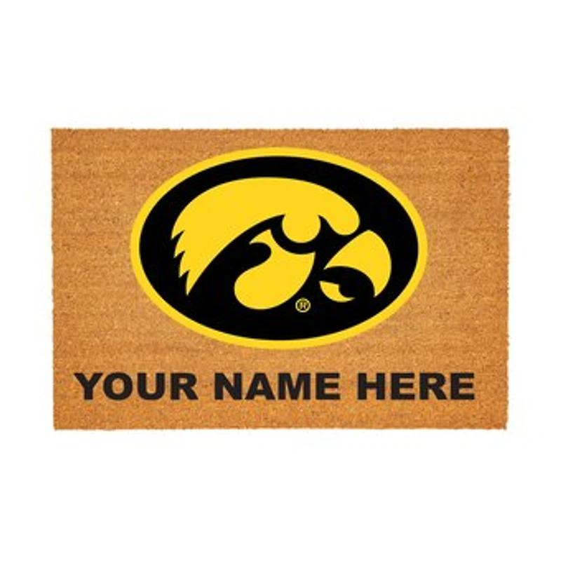 Iowa Hawkeyes 24" x 36" Team Logo Personalized Coir Door Mat