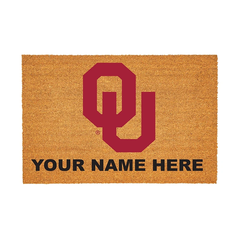 Oklahoma Sooners 24" x 36" Team Logo Personalized Coir Door Mat
