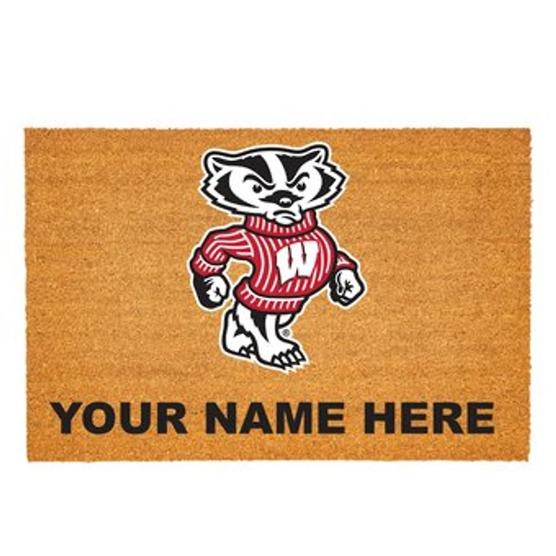 Wisconsin Badgers 24" x 36" Team Logo Personalized Coir Door Mat