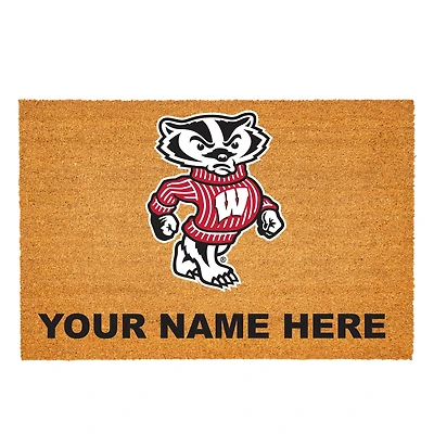 Wisconsin Badgers 24" x 36" Team Logo Personalized Coir Door Mat