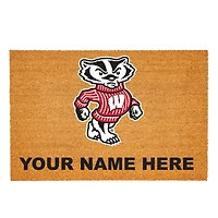 Wisconsin Badgers 24" x 36" Team Logo Personalized Coir Door Mat