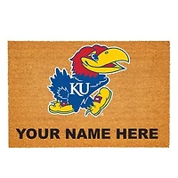 Kansas Jayhawks 24" x 36" Team Logo Personalized Coir Door Mat