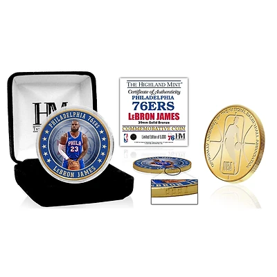 Highland Mint LeBron James Philadelphia 76ers 39mm Bronze Color Coin