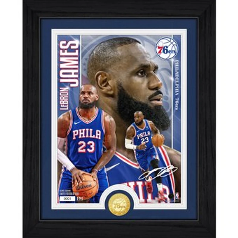 Highland Mint LeBron James Philadelphia 76ers 13" x 16" Framed Player Collage Bronze Coin Photo Mint