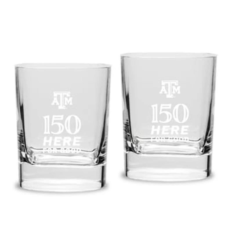 Jardine Texas A&M Aggies 11.75oz. 150th Anniversary Luigi Bormioli Square Double Old Fashion 2-Piece Glasses Set