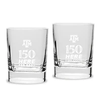 Jardine Texas A&M Aggies 11.75oz. 150th Anniversary Luigi Bormioli Square Double Old Fashion 2-Piece Glasses Set