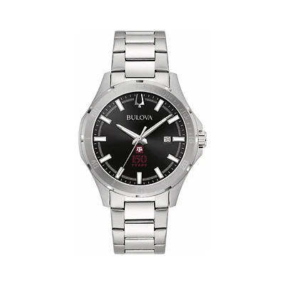 Bulova Texas A&M Aggies 150th Anniversary Stainless Steel Classic Sport Watch with Black Dial