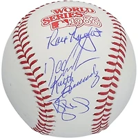 Darryl Strawberry, Dwight Gooden, Keith Hernandez & Ray Knight New York Mets Autographed 1986 World Series Logo Baseball