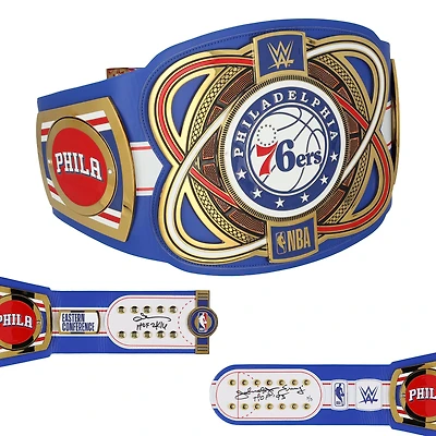 Julius Erving & Allen Iverson Philadelphia 76ers Autographed WWE Legacy Title Belt with "HOF" Inscriptions