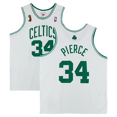 Paul Pierce Boston Celtics Autographed White Mitchell & Ness 2007 Authentic Jersey with Finals Patch with Multiple Inscriptions - Limited Edition of 5