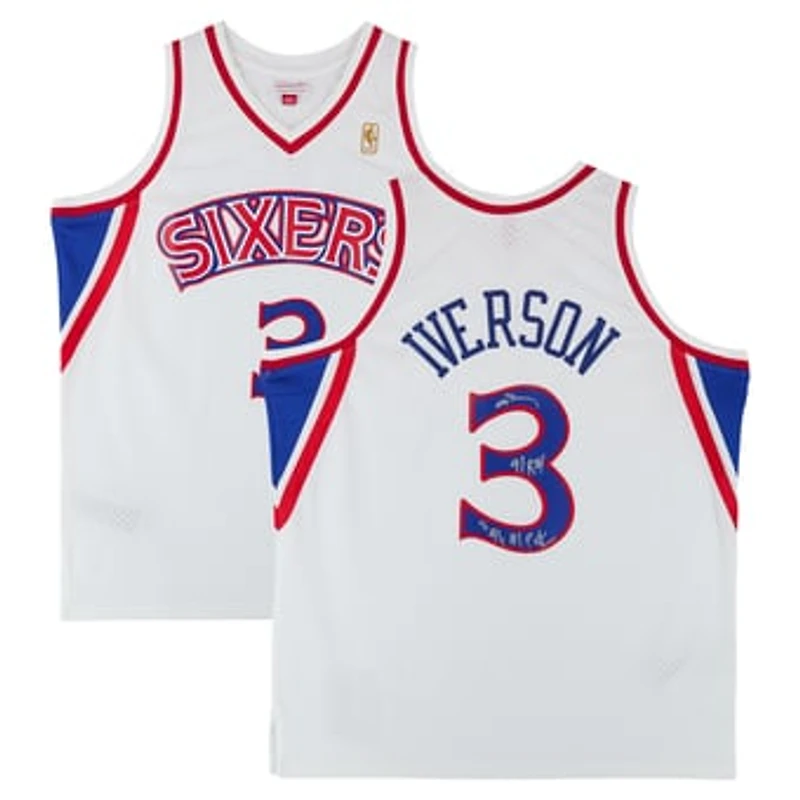 Allen Iverson Philadelphia 76ers Autographed White Mitchell & Ness 1996 Swingman Jersey with Multiple Inscriptions