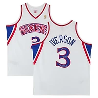 Allen Iverson Philadelphia 76ers Autographed White Mitchell & Ness 1996 Swingman Jersey with Multiple Inscriptions