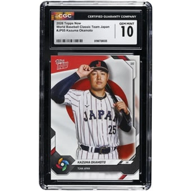 Kazuma Okamoto Japan Baseball 2026 Topps Now World Baseball Classic Team Japan #JP05 CGC Authenticated GEM MINT 10 Card