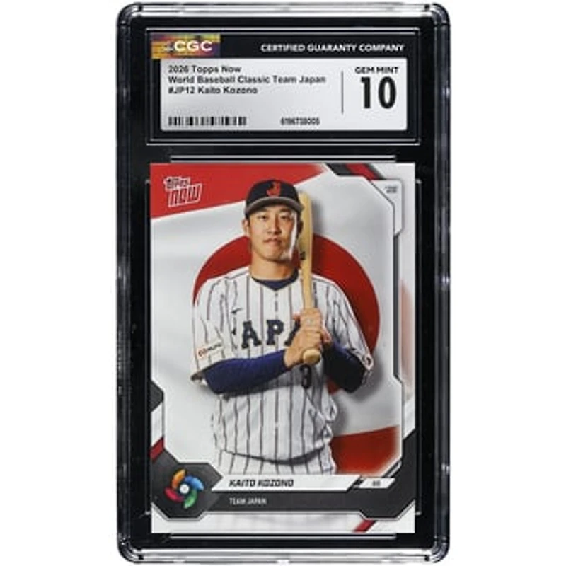 Kaito Kozono Japan Baseball 2026 Topps Now World Baseball Classic Team Japan #JP12 CGC Authenticated GEM MINT 10 Card