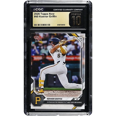 Konnor Griffin Pittsburgh Pirates 2026 Topps Now 19 Year-Old Top Prospect 1st MLB AB is RBI Double #49 CGC Authenticated PRISTINE 10 Rookie Card